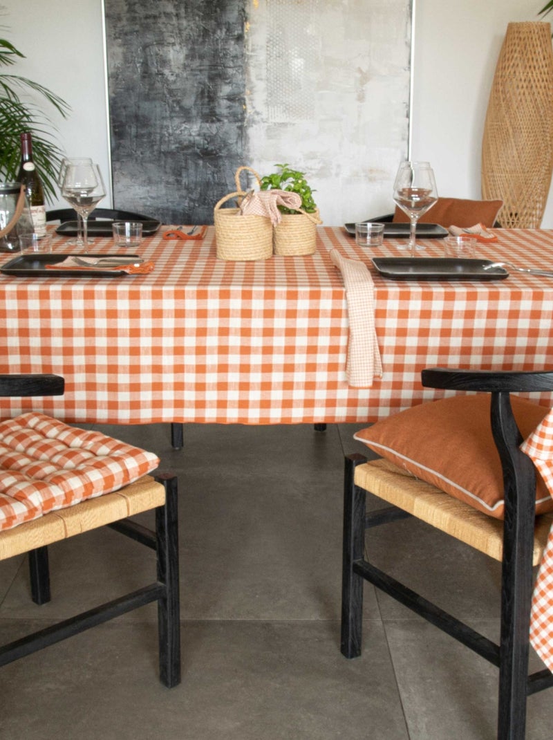 Nappe en coton vichy Brique - Kiabi