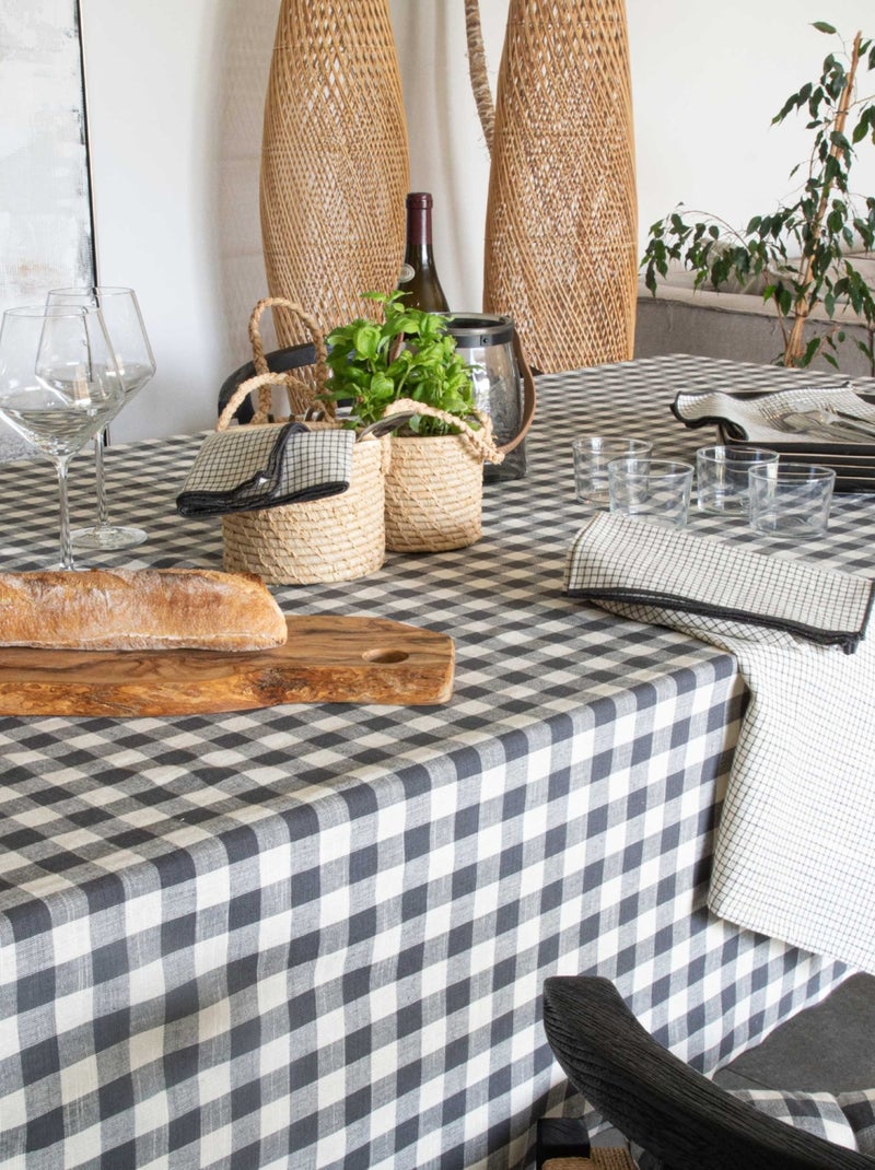 Nappe en coton vichy gris anthracite - Kiabi