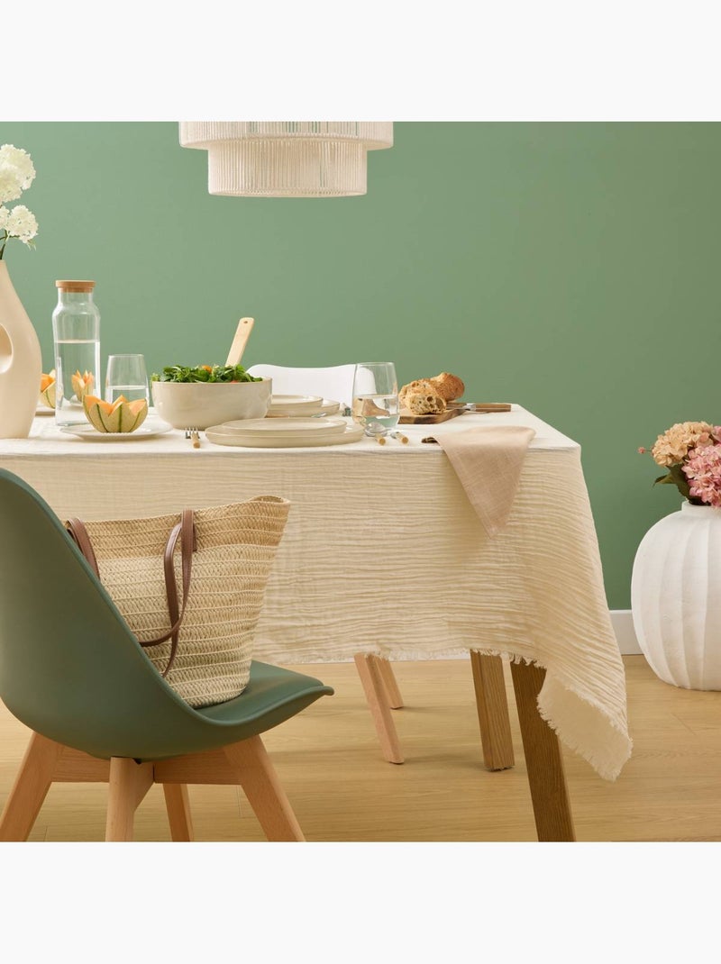 Nappe en gaze de coton à franges VELA Blanc chaud - Kiabi