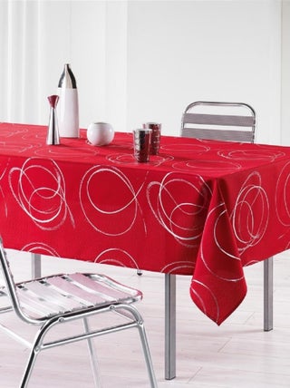 Nappe en polyester Argent Bully rouge 150 x 240 cm