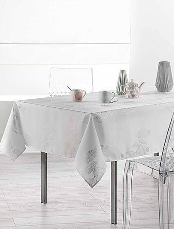Nappe en polyester Argent Plumia Blanc 150 x 240 cm