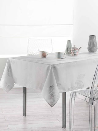 Nappe en polyester Argent Plumia Blanc 150 x 240 cm