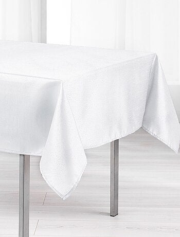 Nappe en polyester Schantung applique scintille blanc 140 x 200 cm