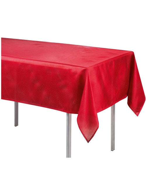 Nappe en polyester Schantung applique scintille rouge 140 x 300 cm - Kiabi
