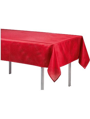 Nappe en polyester Schantung applique scintille rouge 140 x 300 cm