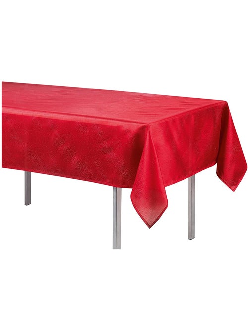 Nappe en polyester Schantung applique scintille rouge 140 x 300 cm - Kiabi
