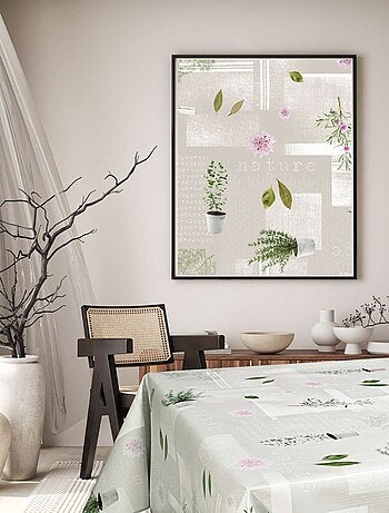 Nappe en toile cirée rectangulaire Aromatic - 140 x 250 cm - Ecru