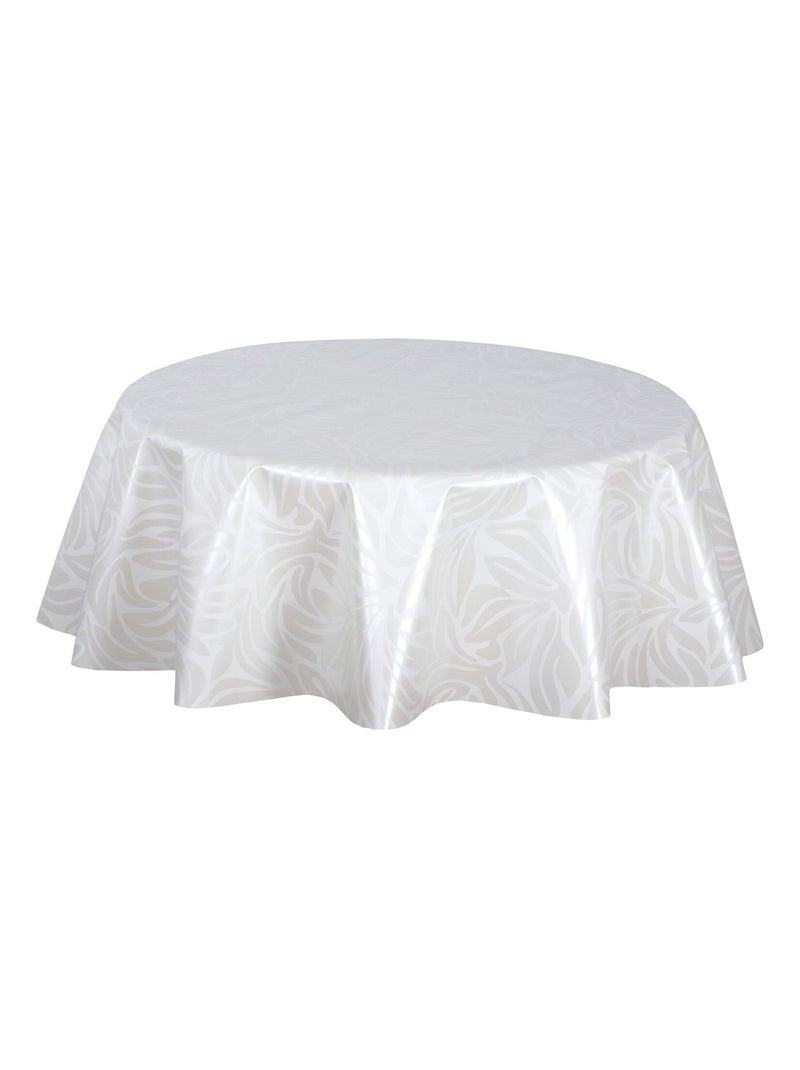 Nappe en toile cirée ronde motif feuillage ULYSSE - Diam. 150 cm Blanc - Kiabi