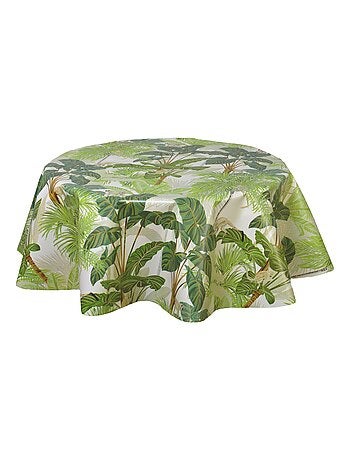 Nappe en toile cirée ronde motif tropical MONKEY - Diam. 150 cm