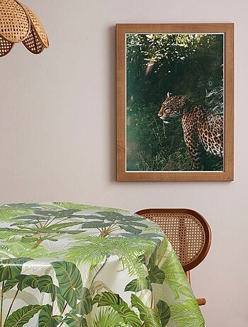 Nappe en toile cirée ronde motif tropical MONKEY - Diam. 150 cm