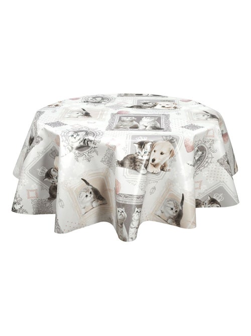 Nappe en toile cirée ronde motifs chatons MIMI - Diam. 150 cm - Kiabi