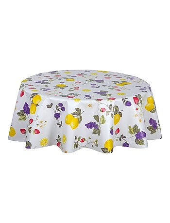 Nappe en toile cirée ronde motifs citron CAPRI - Diam. 135 cm