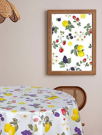 Nappe en toile cirée ronde motifs citron CAPRI - Diam. 135 cm