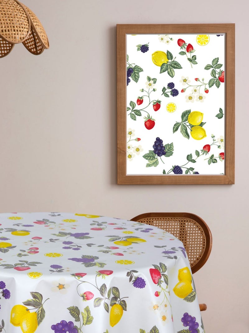 Nappe en toile cirée ronde motifs citron CAPRI - Diam. 135 cm Multicolore - Kiabi