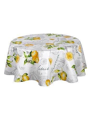 Nappe en toile cirée ronde motifs citron CITE - Diam. 150 cm