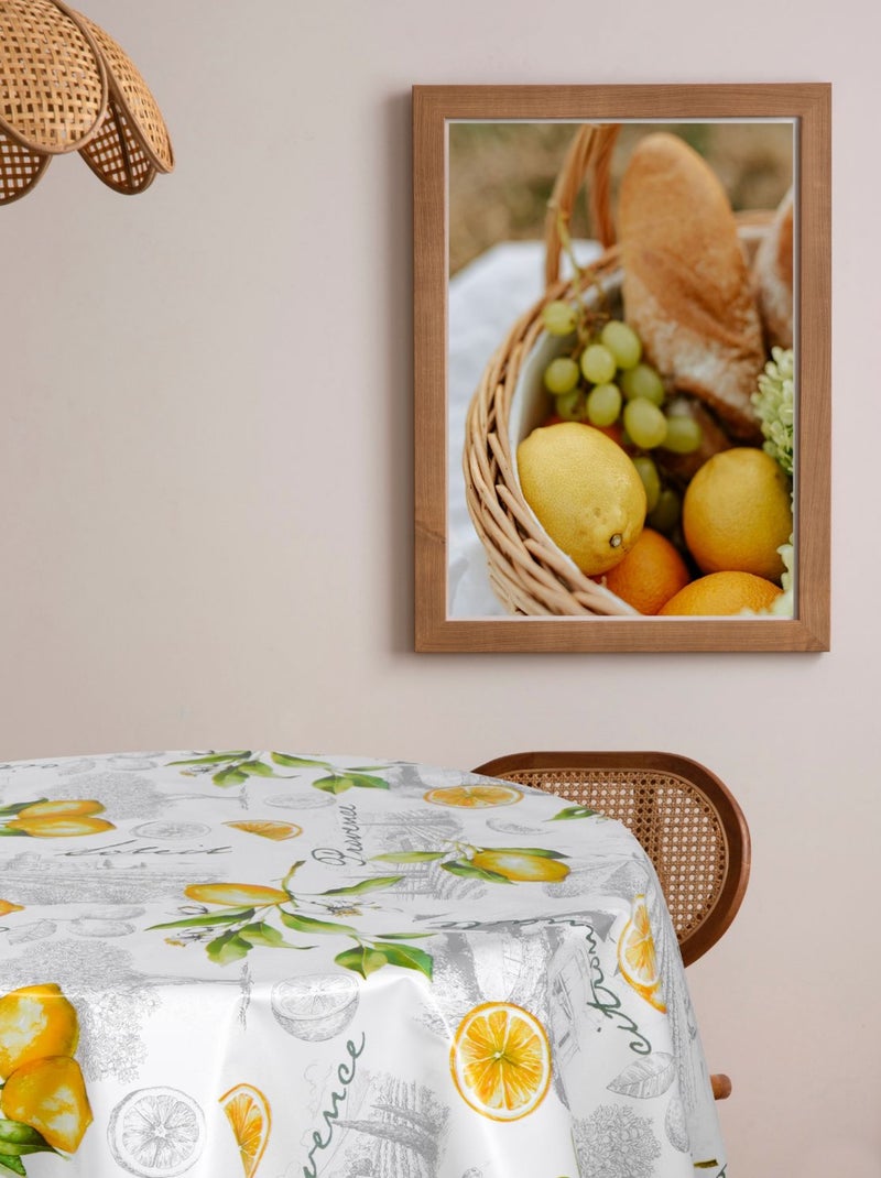 Nappe en toile cirée ronde motifs citron CITE - Diam. 150 cm Gris - Kiabi