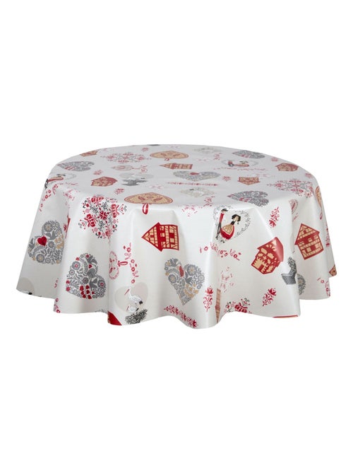Nappe en toile cirée ronde motifs cœur ALSACE - Diam. 135 cm - Kiabi Nappe en toile cirée ronde motifs cœur ALSACE - Diam. 135 cm - Kiabi