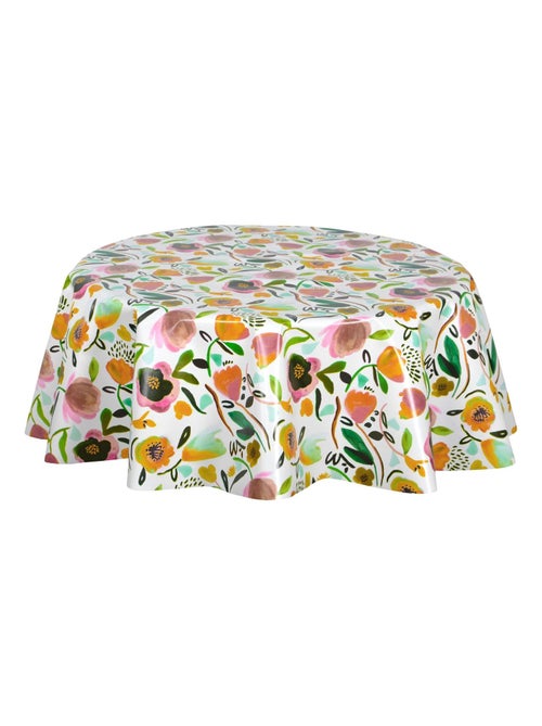 Nappe en toile cirée ronde motifs fleurs EPARSE - Diam. 135 cm - Kiabi