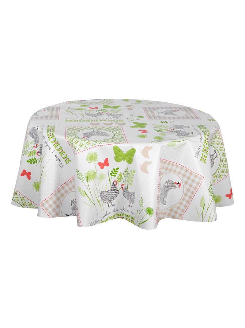 Nappe en toile cirée ronde motifs papillons JOSS - Diam. 135 cm Vert - Kiabi