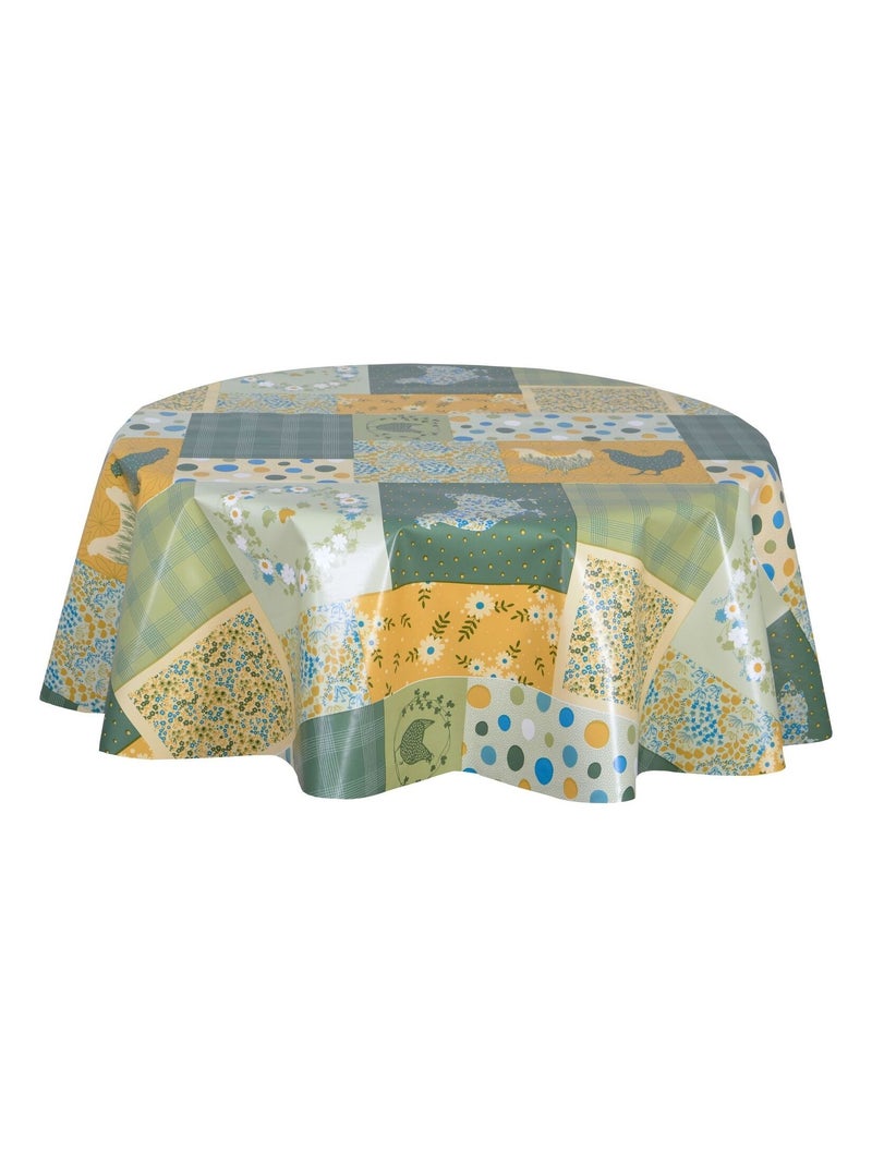 Nappe en toile cirée ronde motifs poules SOCOQ - Diam. 150 cm Vert - Kiabi