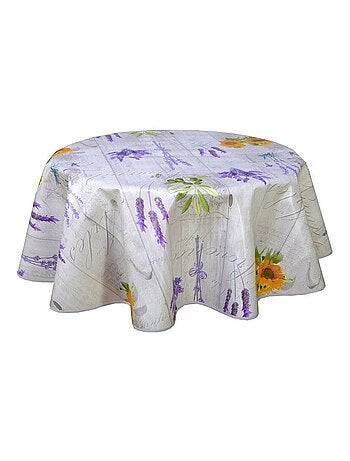 Nappe en toile cirée ronde provençale Arles - Diam. 150 cm - Gris