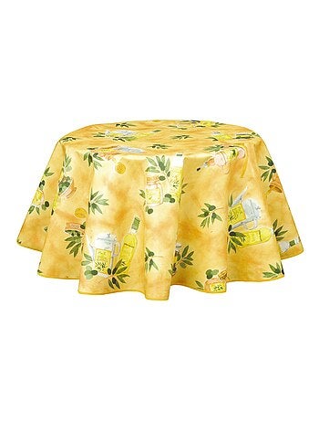 Nappe en toile cirée ronde provençale Pistou - Diam. 150 cm - Jaune