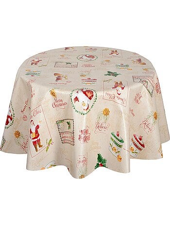 Nappe en toile cirée ronde SANTA CLAUS