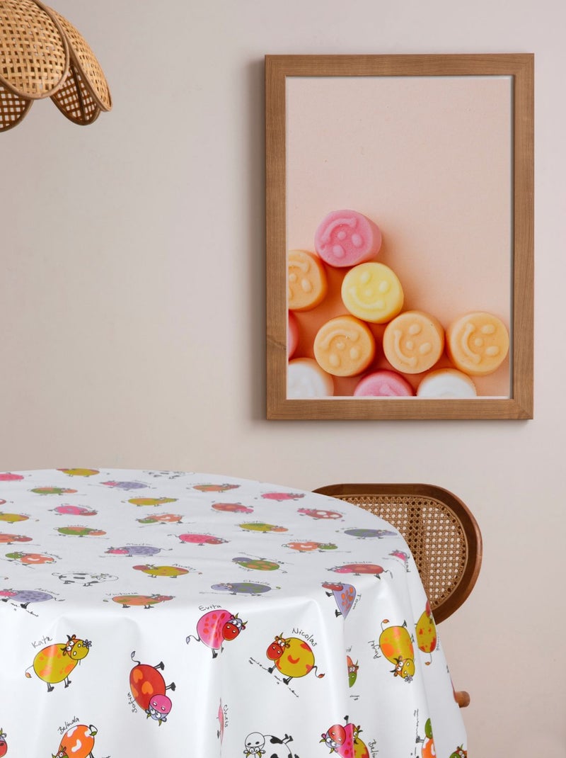 Nappe en toile cirée ronde VACHE - Diam. 135 cm Multicolore - Kiabi