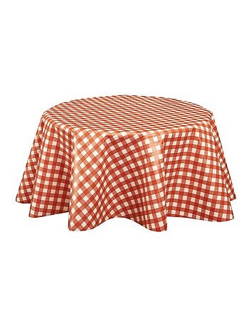 Nappe en toile cirée ronde vintage Vichy - Diam. 150 cm - Rouge