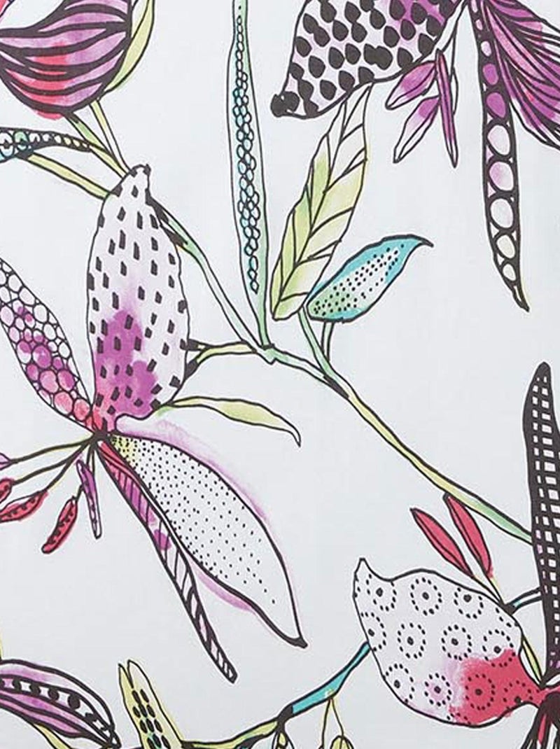 Nappe enduite aux fleurs exotiques Blanc - Kiabi