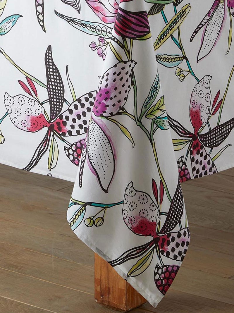 Nappe enduite aux fleurs exotiques Blanc - Kiabi