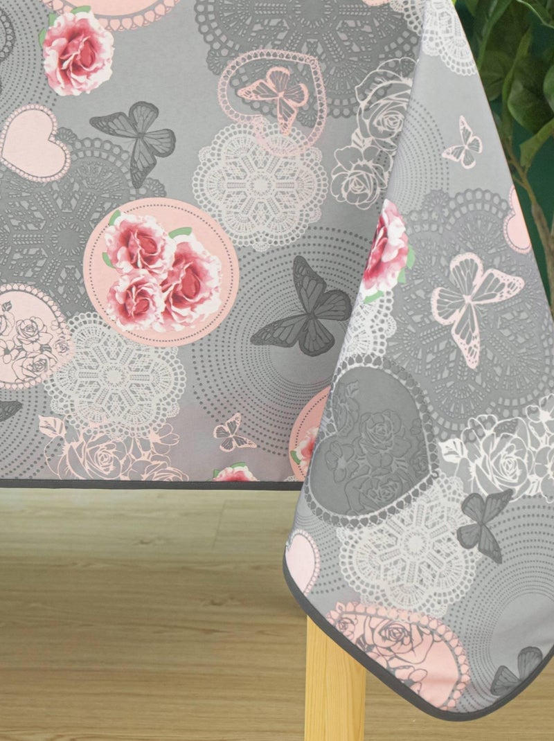 Nappe enduite esprit floral Gris clair - Kiabi