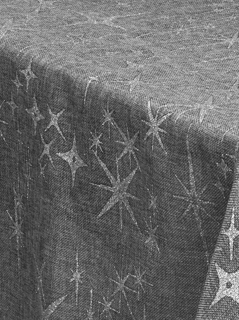 Nappe festive  -  - Effet canevas étoilé Gris - Kiabi