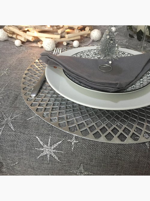 Nappe festive  -  - Effet canevas étoilé - Kiabi