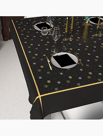 Nappe festive imprimée anti-tâches FLOCONS, par Soleil d'Ocre