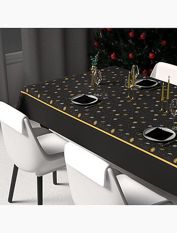 Nappe festive imprimée anti-tâches FLOCONS, par Soleil d'Ocre