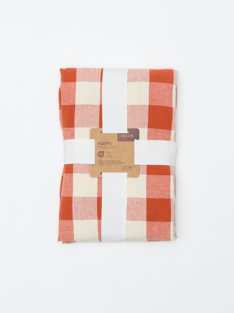 Nappe imprimée à carreaux 150 x 150 cm - Kiabi Home Orange - Kiabi