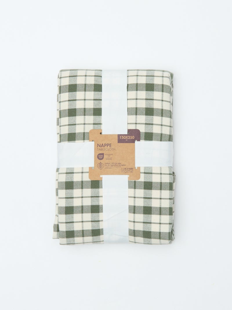 Nappe imprimée à carreaux 150 x 250 cm - Kiabi Home Kaki - Kiabi