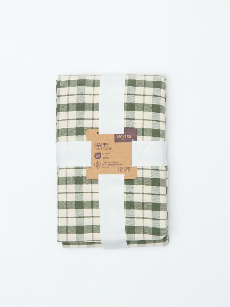 Nappe imprimée à carreaux (150x150 cm) - Kiabi Home Kaki - Kiabi