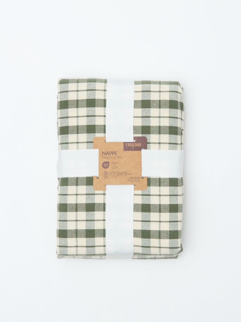 Nappe imprimée à carreaux (150x300 cm) - Kiabi Home Kaki - Kiabi