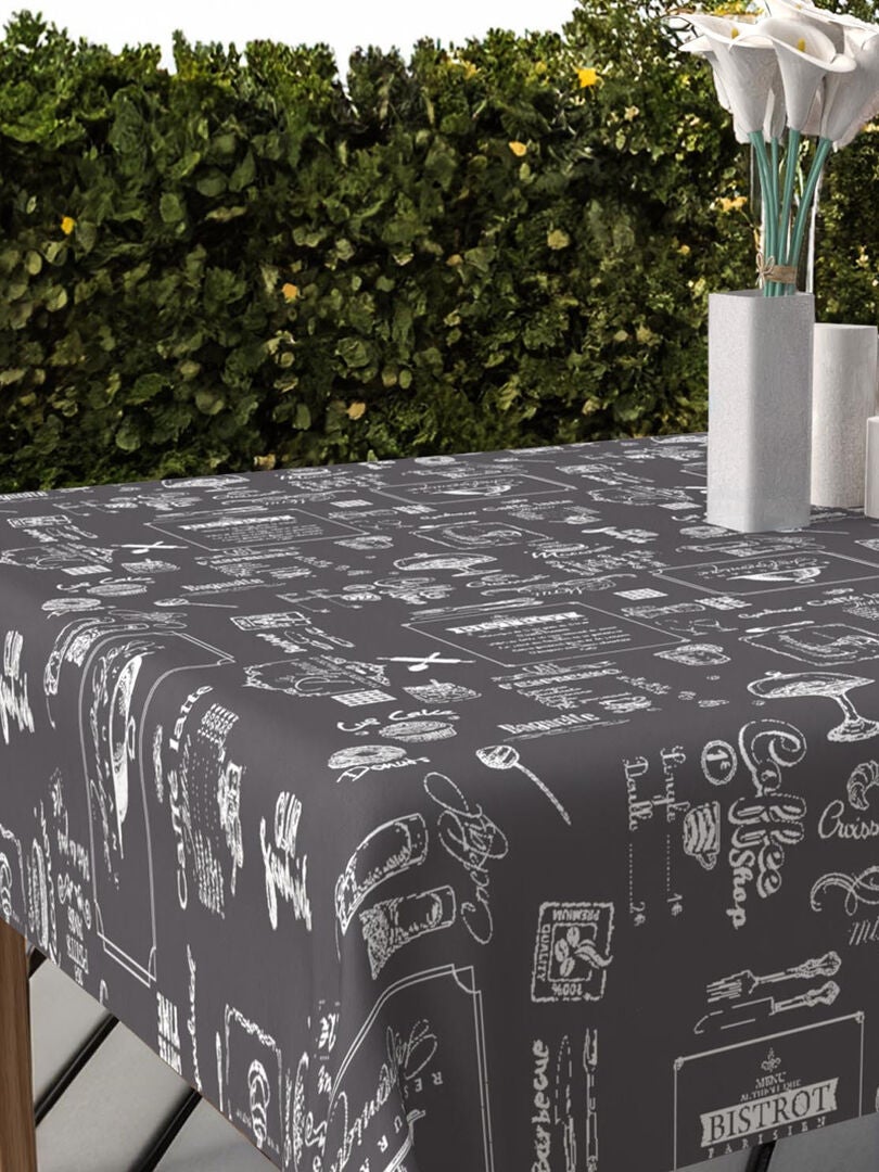 Nappe Carrée Anti-Tâches 180x180cm - Imprimé Bayadères Kaki - 100% Polyester - Facile D'Entretien