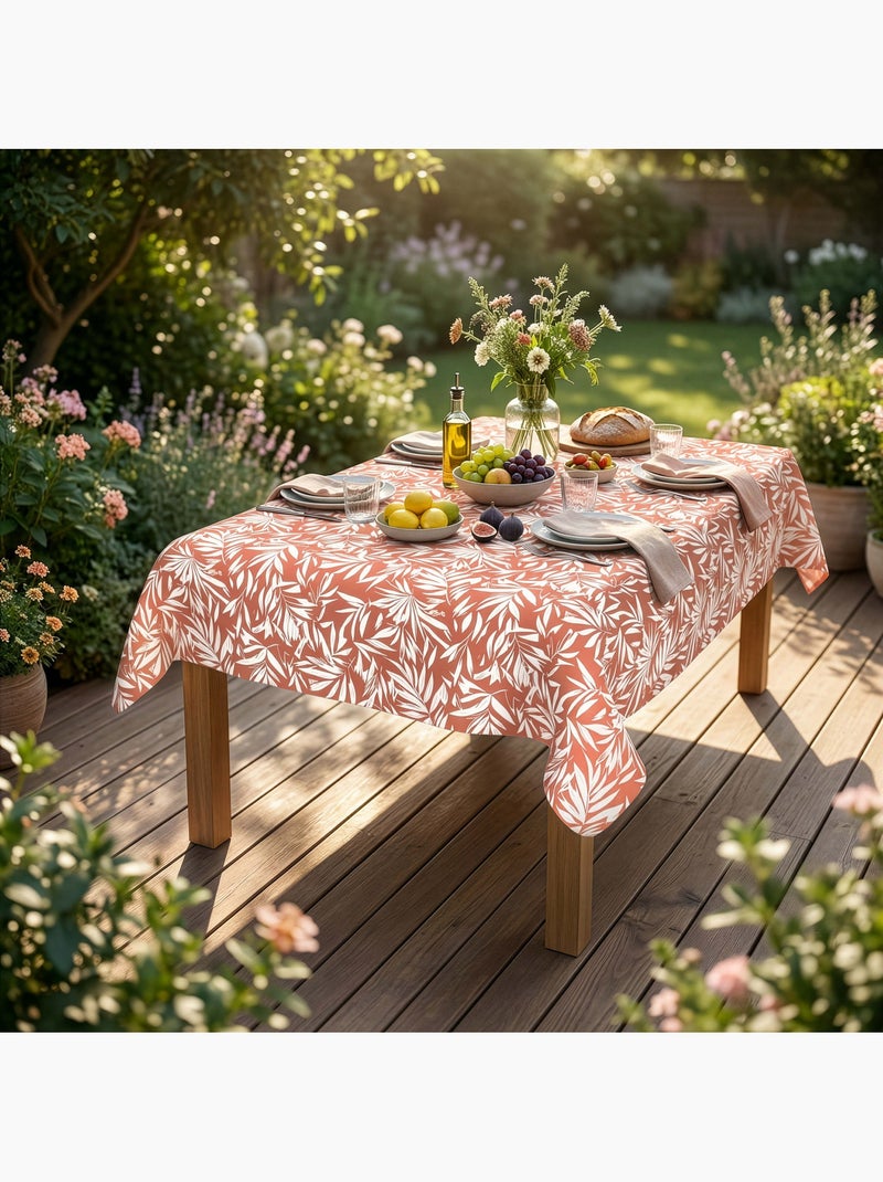 Nappe imprimée anti-tâches FLOREA, par Soleil d'Ocre Orange - Kiabi