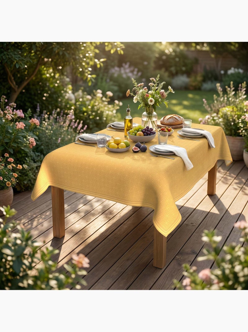 Nappe imprimée anti-tâches LINOVA, par Soleil d'Ocre Jaune - Kiabi