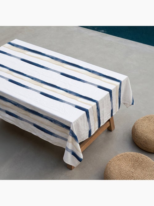 Nappe imprimée anti-taches style méditerranéen, motif à larges rayures - Gamusi - Kiabi Nappe imprimée anti-taches style méditerranéen, motif à larges rayures - Gamusi - Kiabi