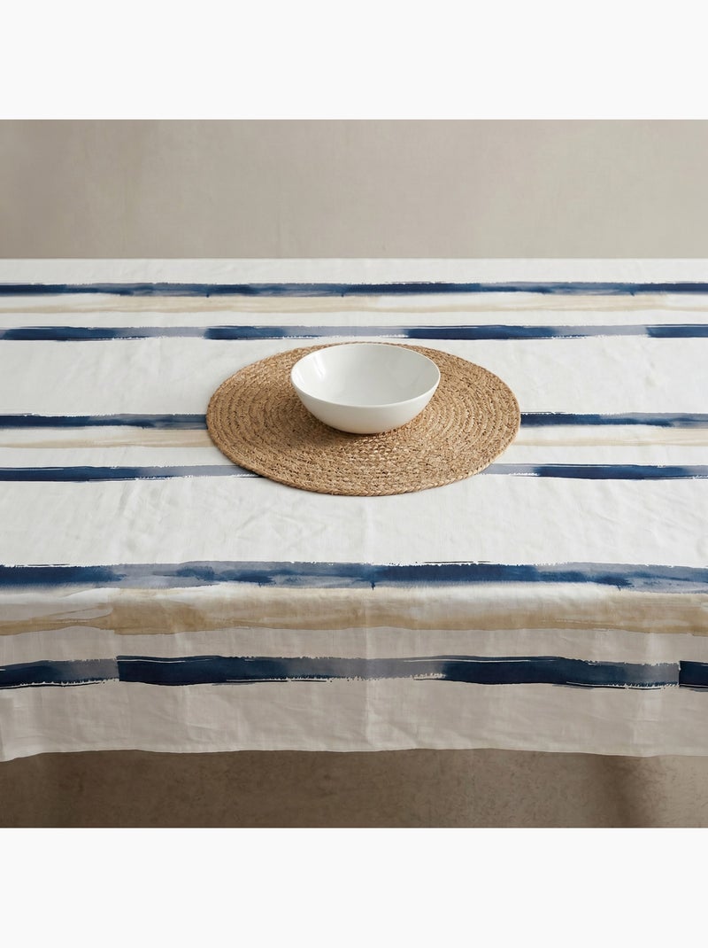 Nappe imprimée anti-taches style méditerranéen, motif à larges rayures - Gamusi Bleu - Kiabi