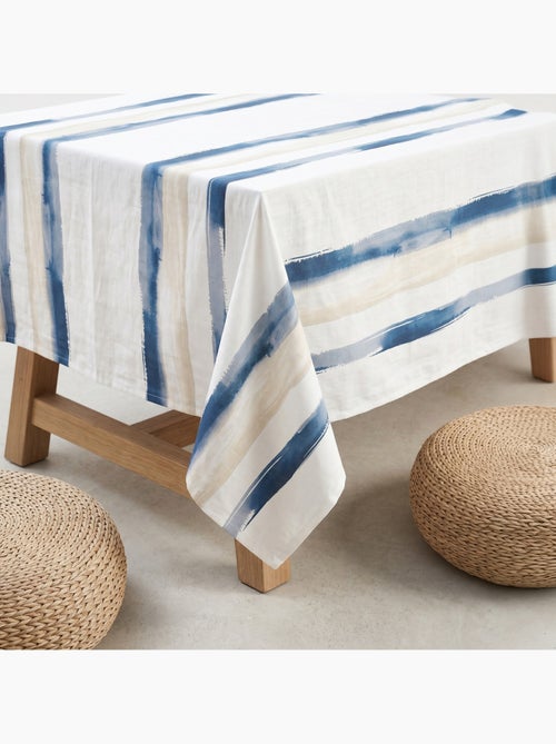 Nappe imprimée anti-taches style méditerranéen, motif à larges rayures - Gamusi - Kiabi Nappe imprimée anti-taches style méditerranéen, motif à larges rayures - Gamusi - Kiabi