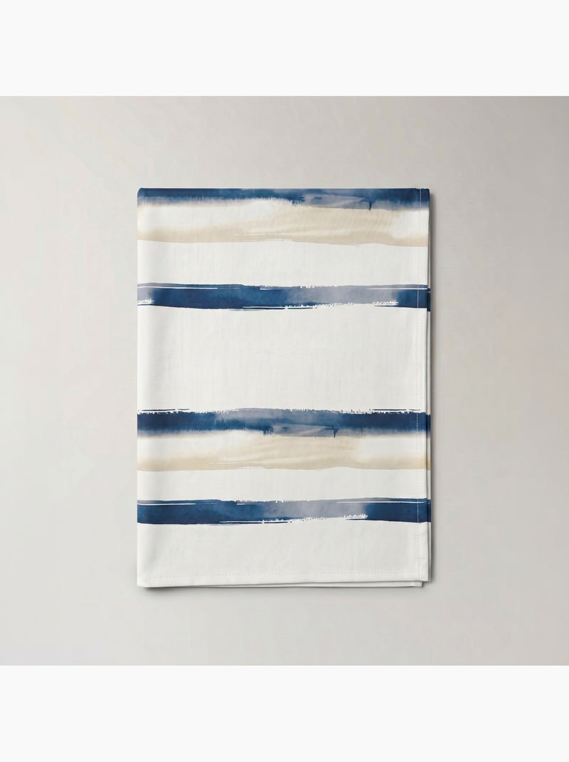 Nappe imprimée anti-taches style méditerranéen, motif à larges rayures - Gamusi Bleu - Kiabi