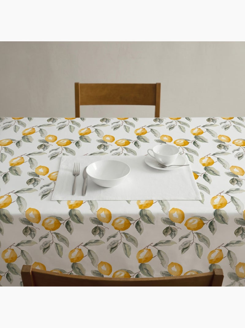 Nappe imprimée anti-taches style méditerranéen, motif citrons - Gamusi Vert/Jaune - Kiabi