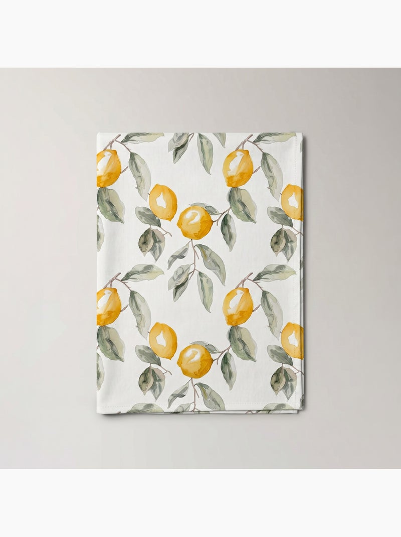 Nappe imprimée anti-taches style méditerranéen, motif citrons - Gamusi Vert/Jaune - Kiabi