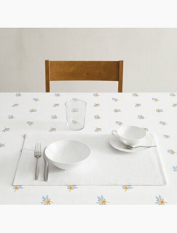 Nappe imprimée anti-taches style méditerranéen, motif floral - Gamusi